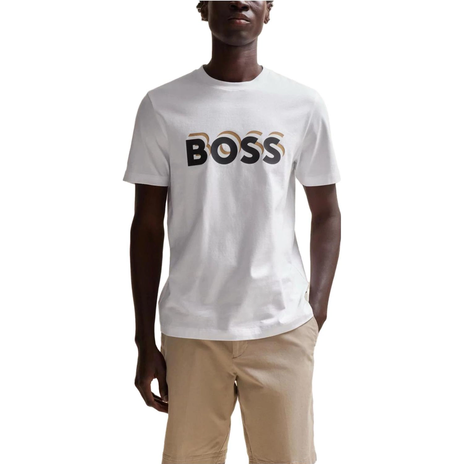 HUGO BOSS Cotton-Jersey T-Shirt With Logo In Signature Colors T