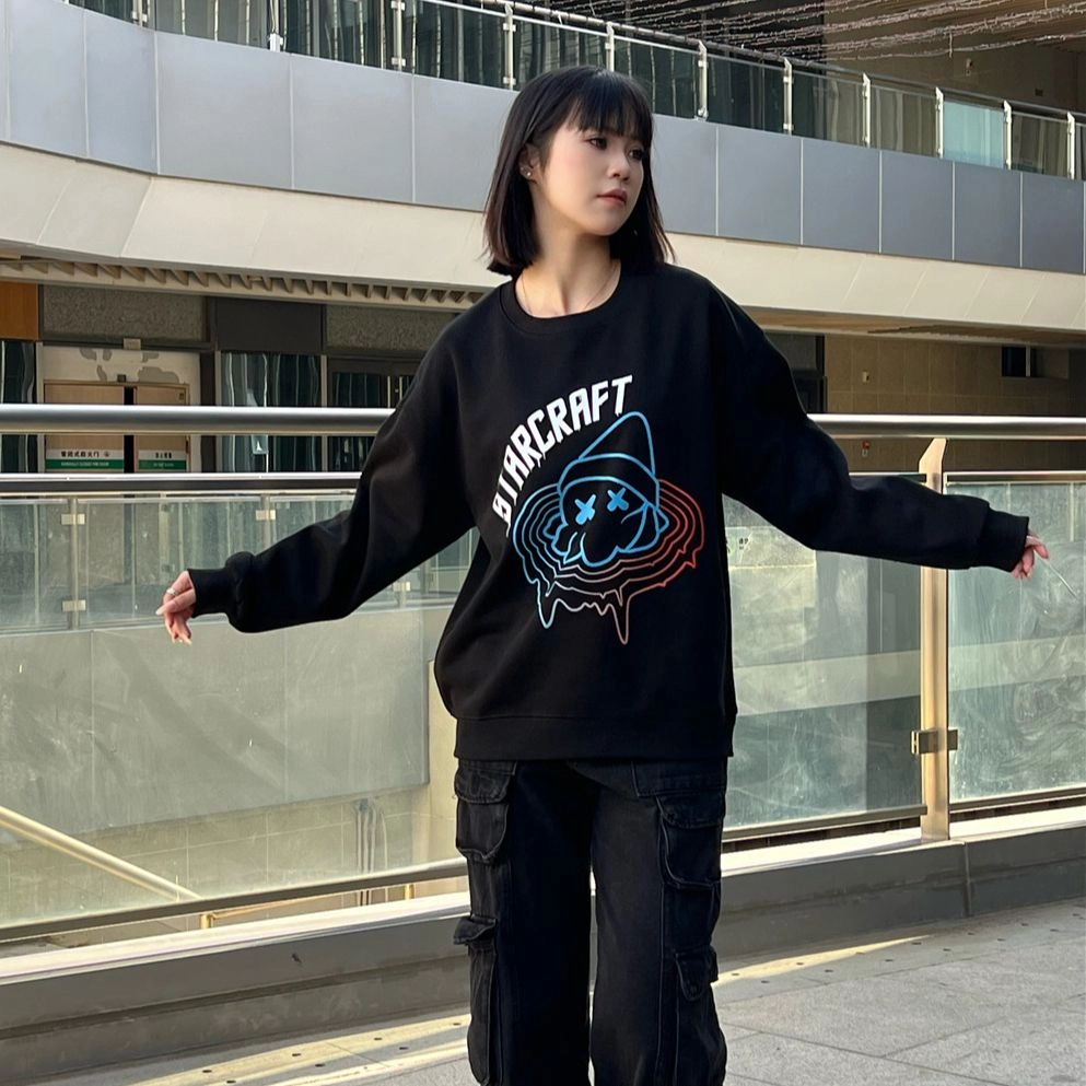 星际者 宽松休闲圆领卫衣 男女同款 加绒加厚可选