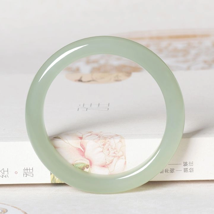 匠心琢玉 平安玉镯 新中式古风国潮 浅晴 和田玉 手镯 女款 青白玉