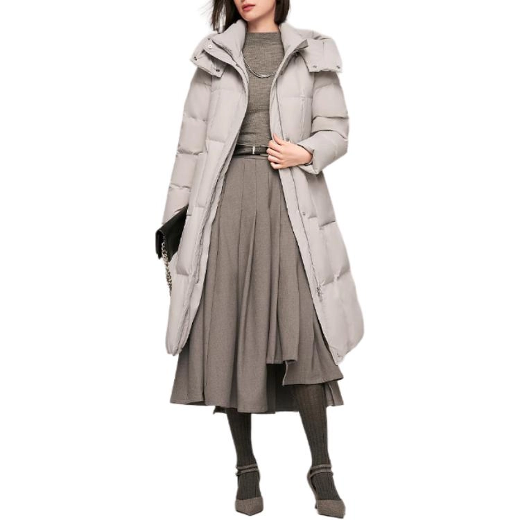 波司登 连帽长款舒适纯色连帽休闲长袖羽绒服 女款