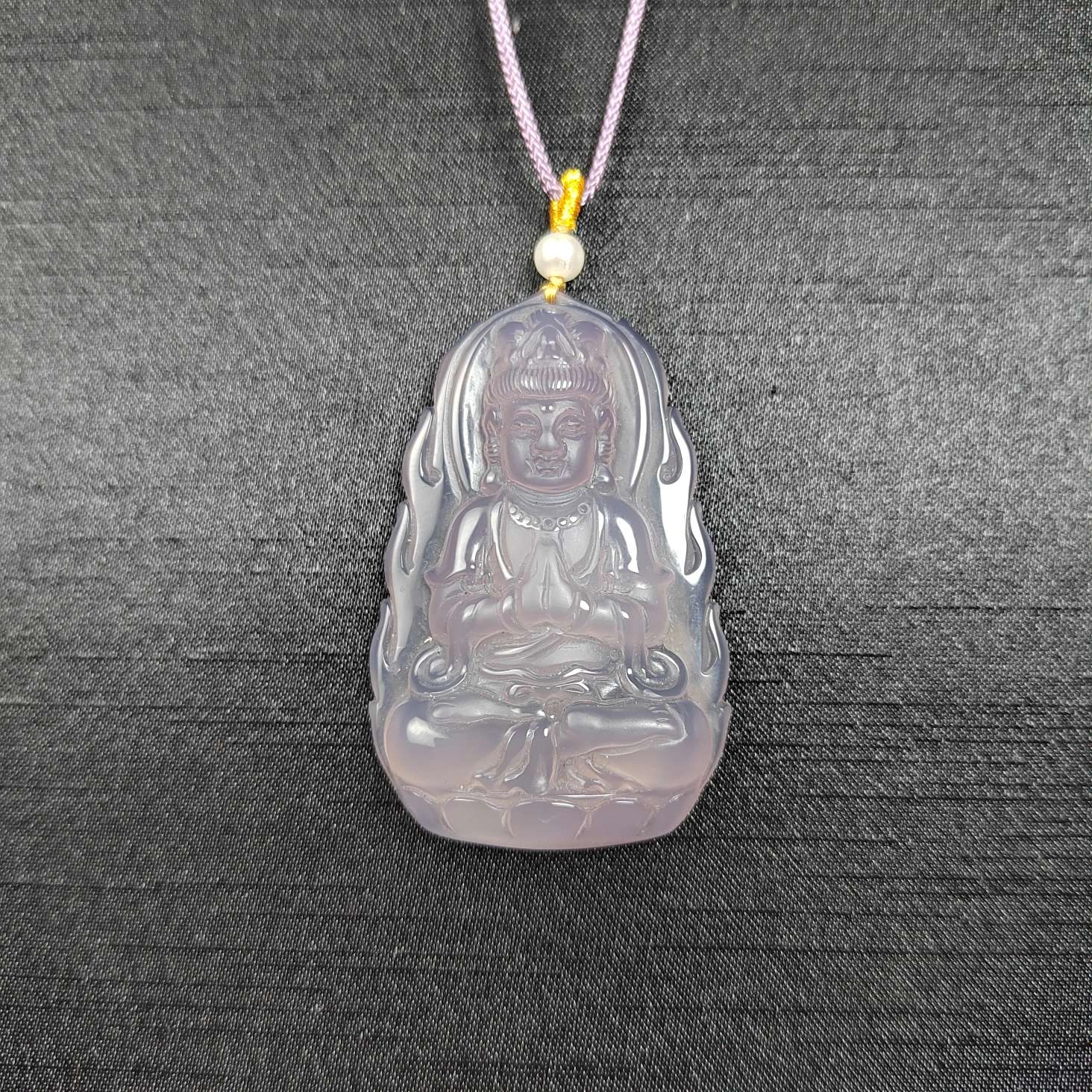 赐帛 新中式帝王紫高冰玉髓玛瑙观音菩萨挂件精致简约时尚温润冰透转运平安 玉髓 玉石项链 男女同款情侣款