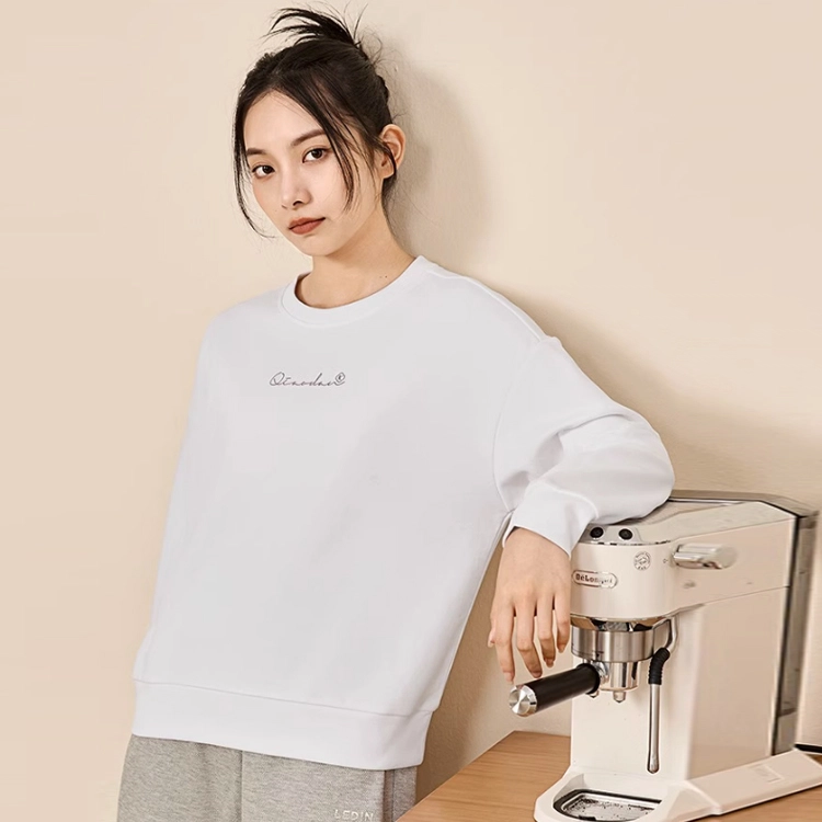 乔丹 字母休闲宽松长袖卫衣 女款 乔丹白