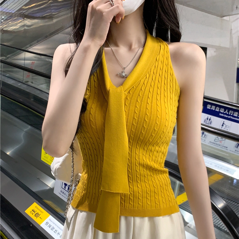缪斯的诱惑 背心露背高级感无袖挂脖吊带 女款