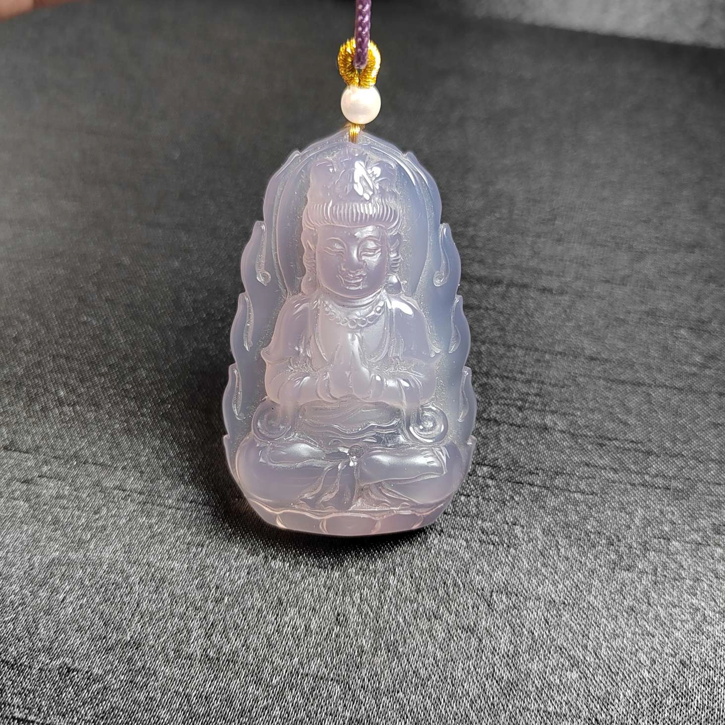 赐帛 新中式帝王紫高冰玉髓玛瑙观音菩萨挂件精致简约时尚温润冰透转运平安 玉髓 玉石项链 男女同款情侣款