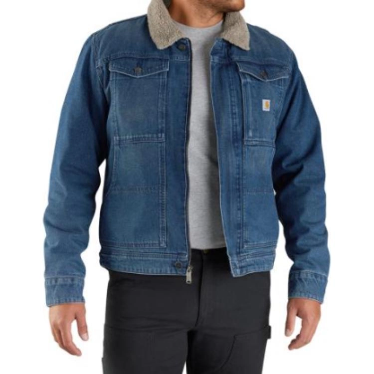 Carhartt 105478 Denim Sherpa-Lined Jacket Relaxed Fit Beech