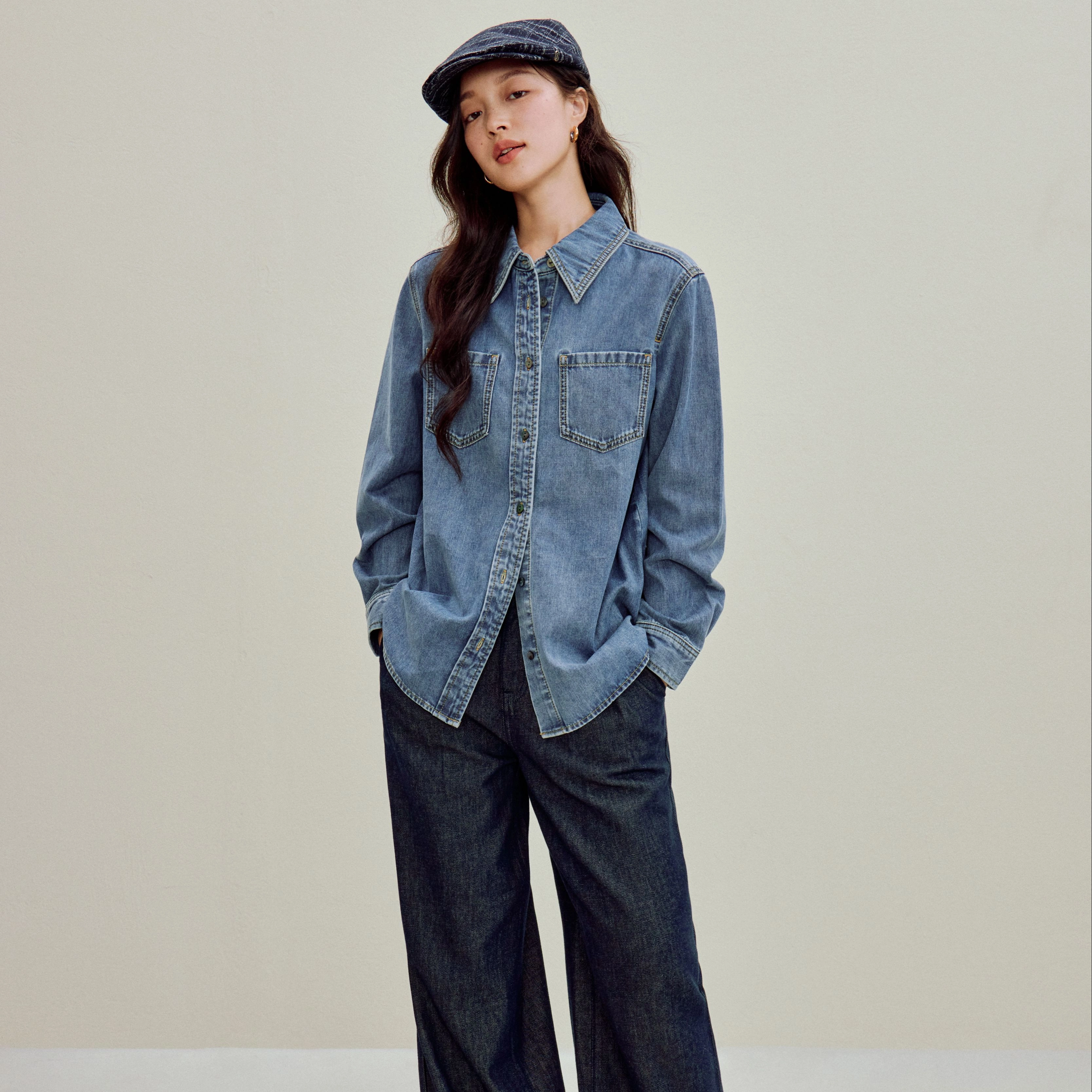 茵曼 时尚舒适休闲百搭长袖衬衫 女款
