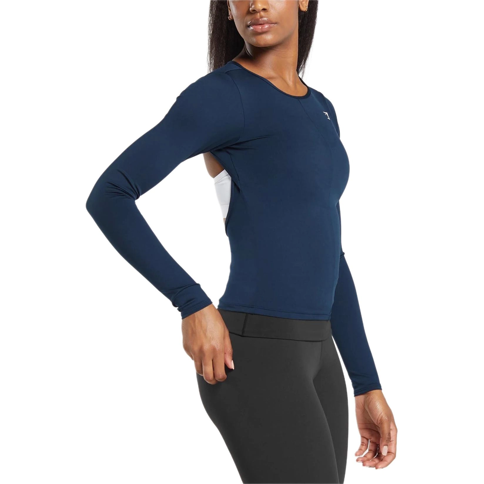 GYMSHARK Everyday Open Back Long Sleeve Top Logo T