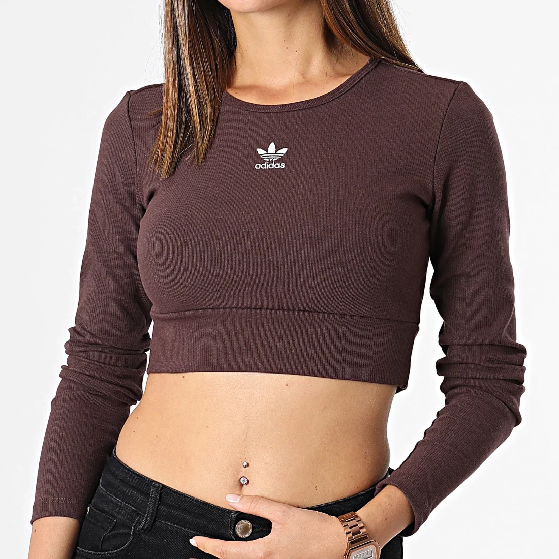 adidas originals Essentials Rib Long Sleeve Tee LogoT
