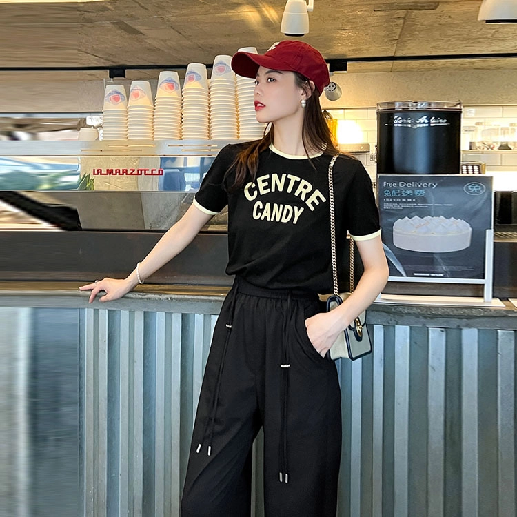 美洋 抽绳高腰直筒休闲裤 女款