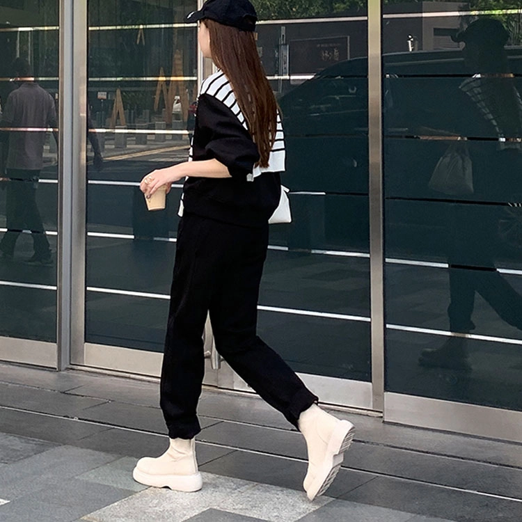 美洋 纯色高腰束脚长裤 女款