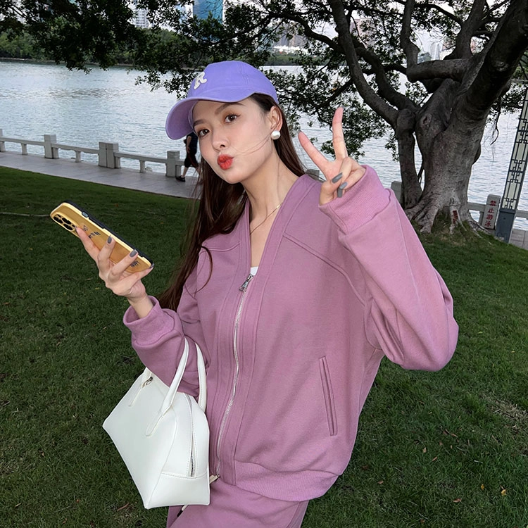美洋 纯色连帽直筒休闲棒球服 女款