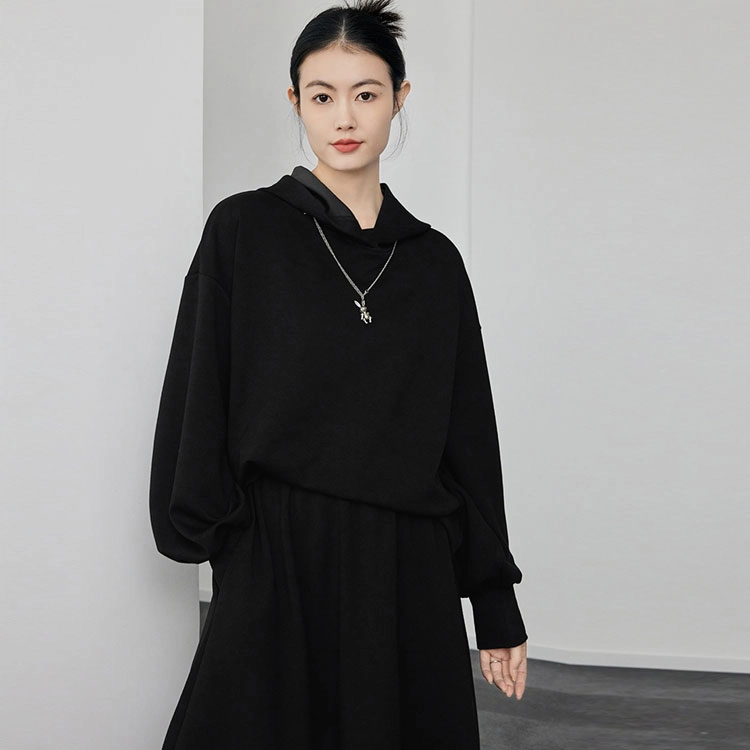 美洋  纯色简约休闲连帽卫衣 女款