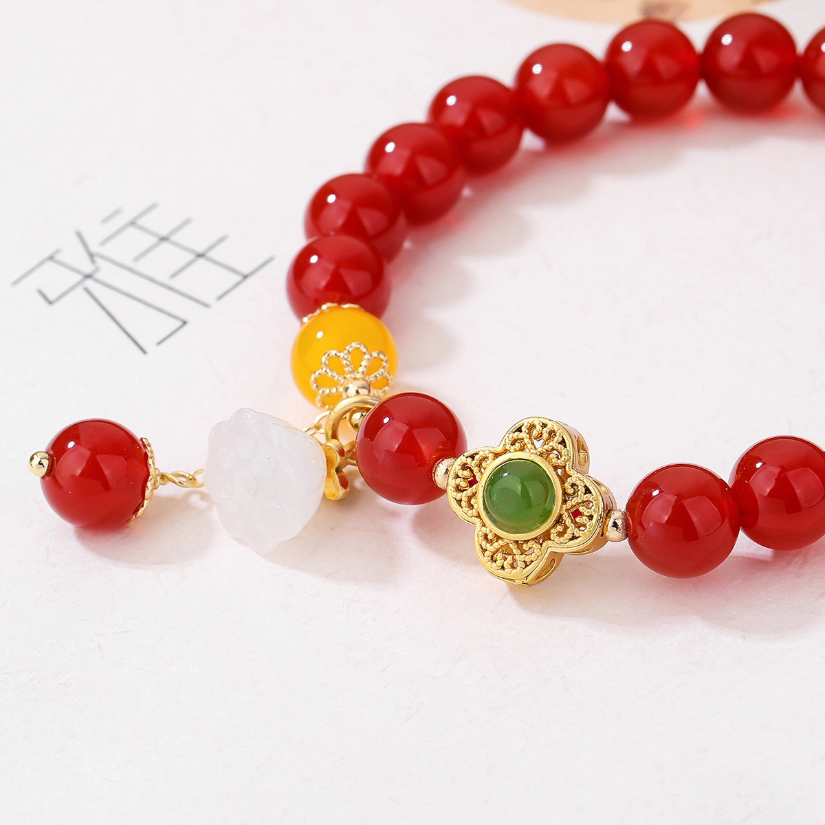 恋朵 时尚  气质 幸运四叶草 玛瑙 手串 女款