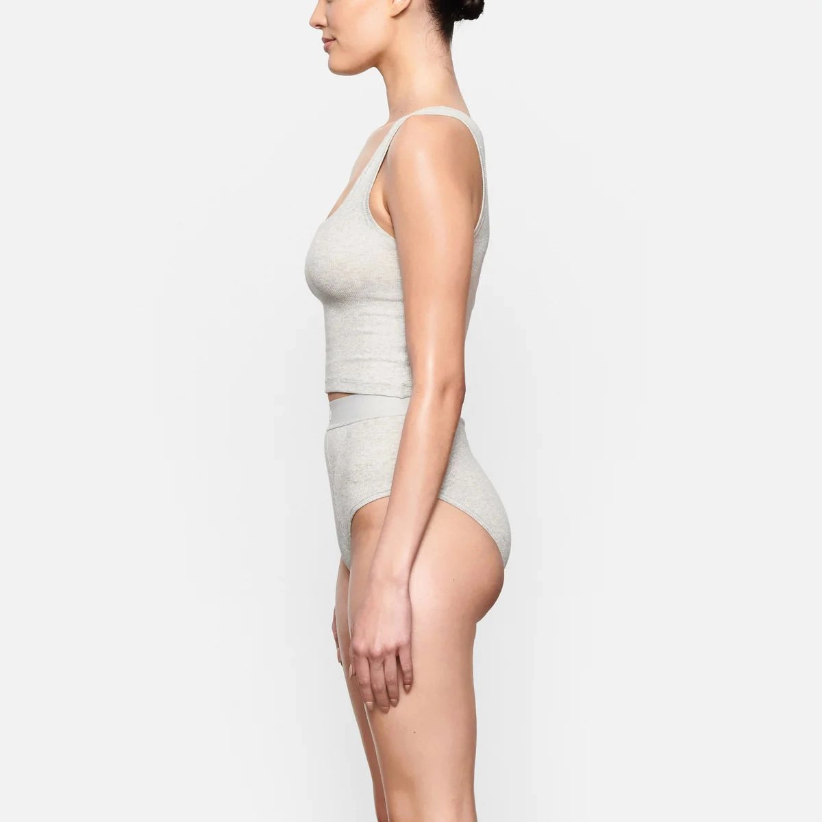 SKIMS SKIMS COTTON RIB TANK LIGHT HEATHER GREY