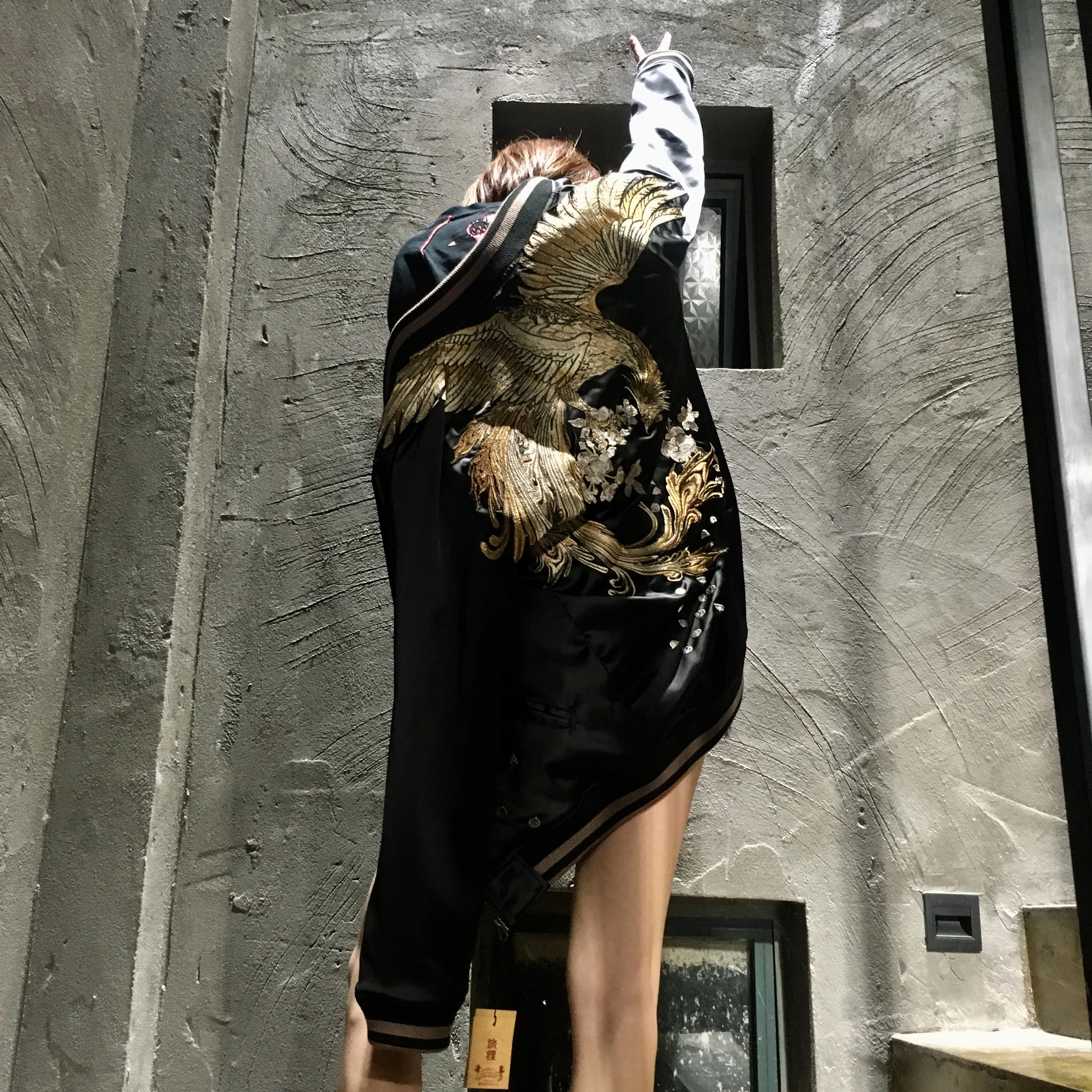 三省六部 原创朱雀刺绣横须贺宽松拉链直筒夹克外套棒球服 男女同款 开学季