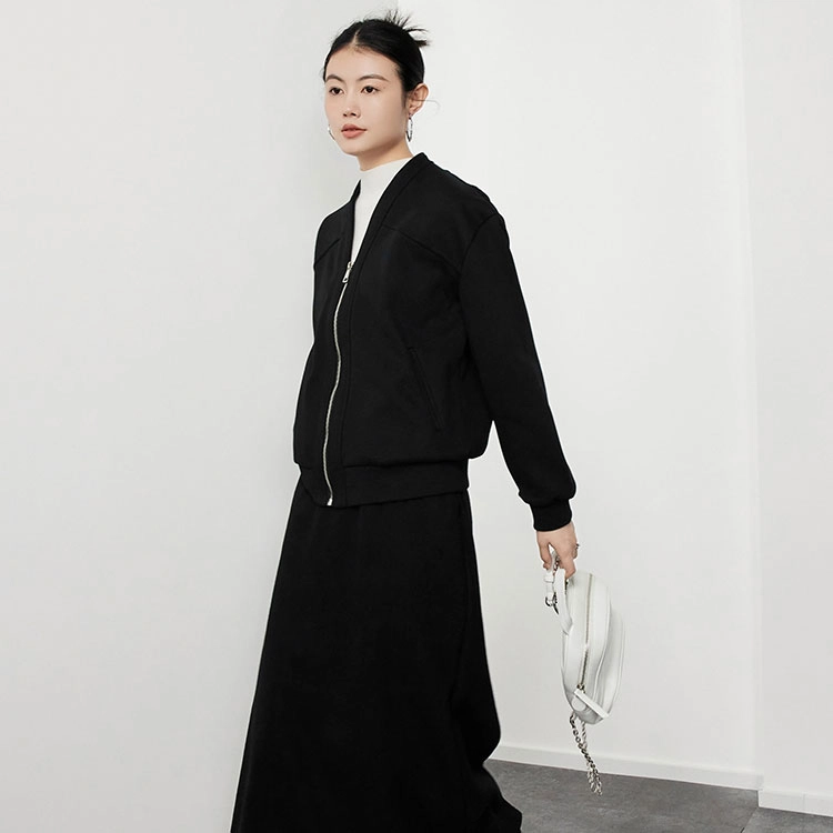 美洋 纯色连帽直筒休闲棒球服 女款