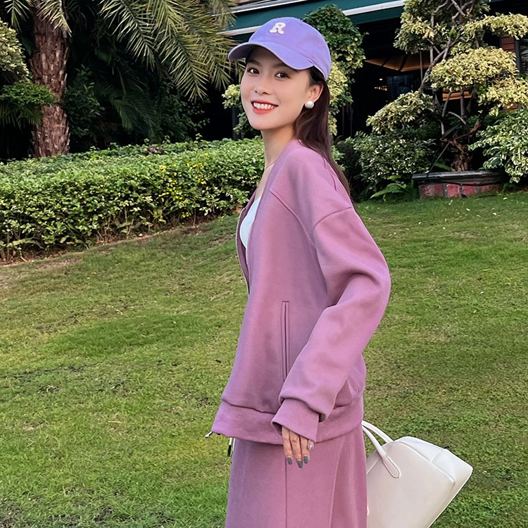 美洋 纯色连帽直筒休闲棒球服 女款