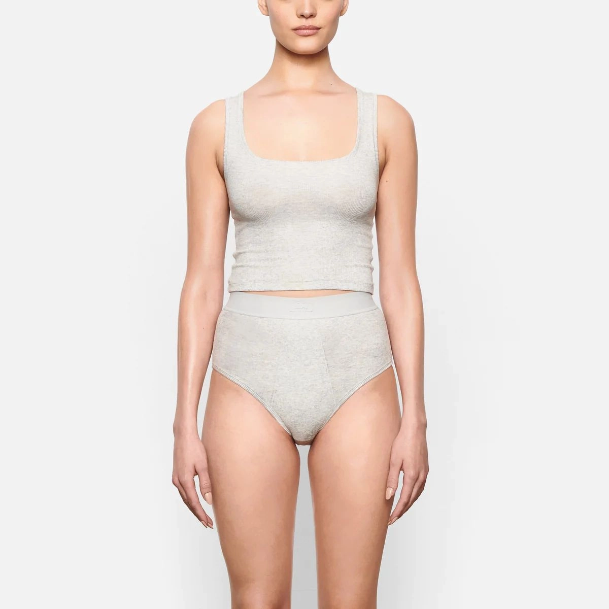 SKIMS SKIMS COTTON RIB TANK LIGHT HEATHER GREY