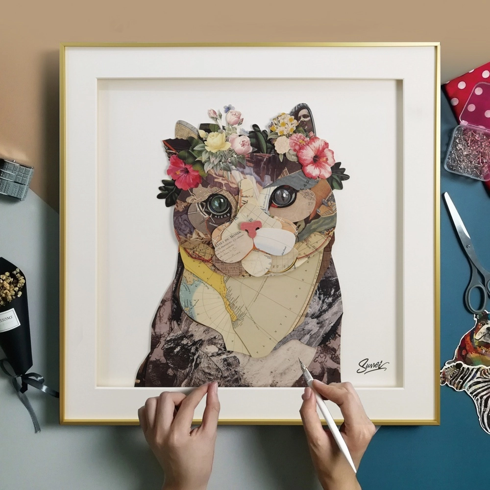 FLOWER CAT 60*60cm