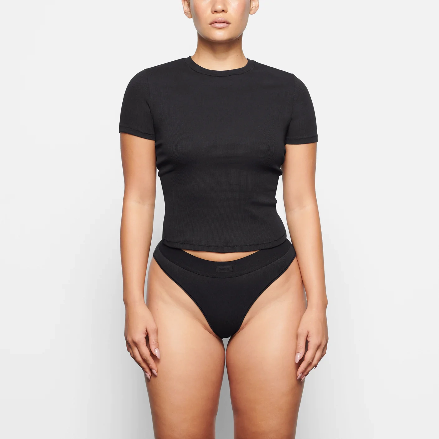 SKIMS COTTON RIB T-SHIRT T SOOT