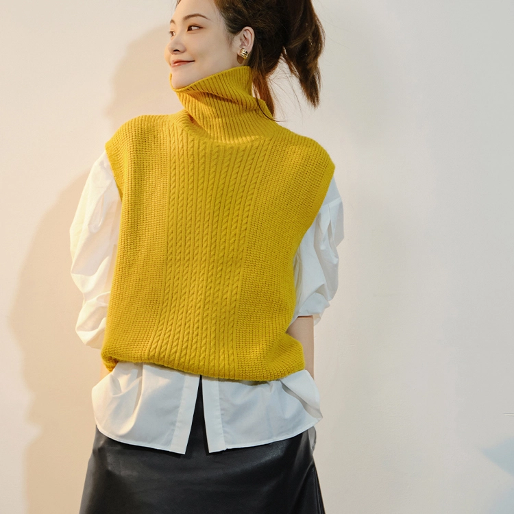 美洋 复古高领针织背心 女款