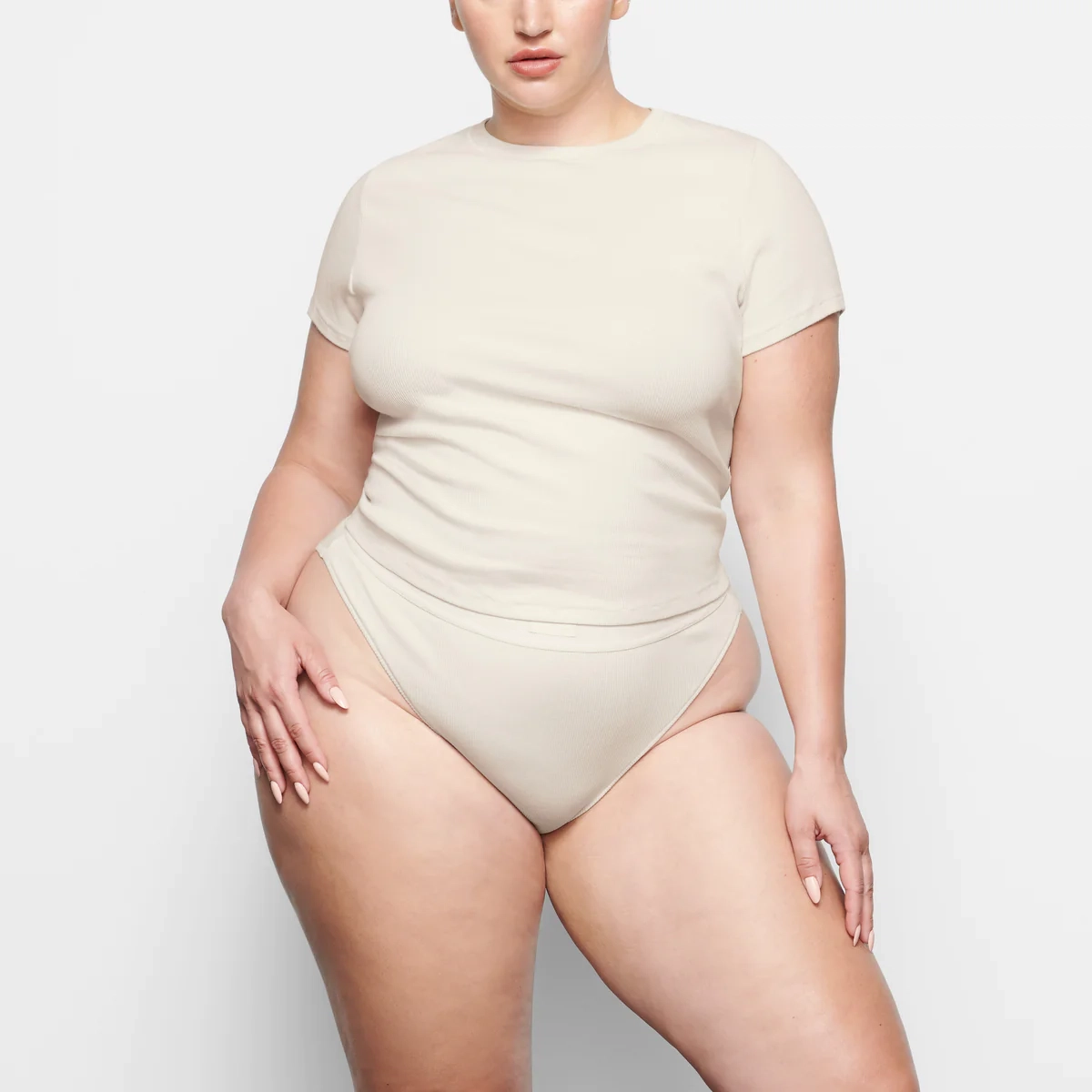 SKIMS COTTON RIB T-SHIRT T BONE
