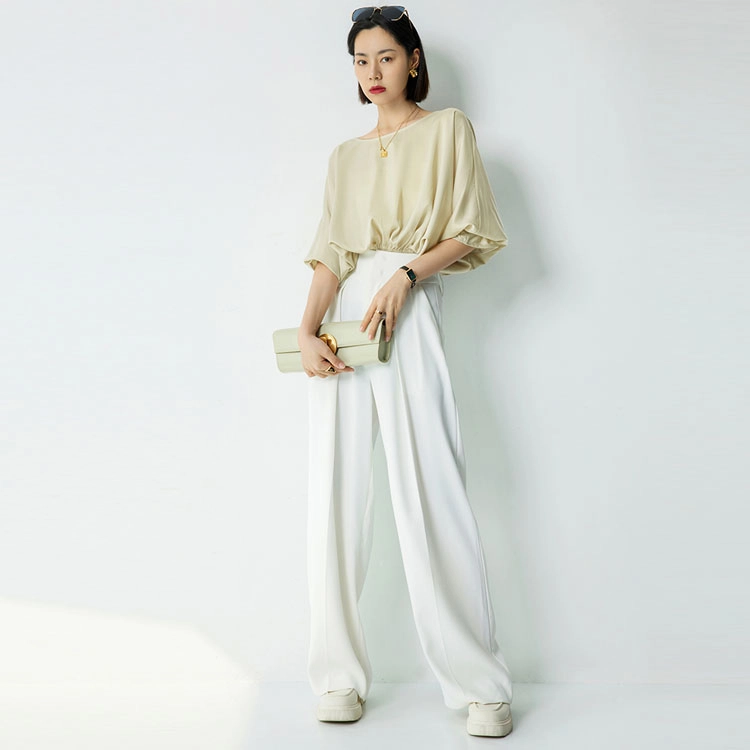 美洋  纯色高腰直筒阔腿休闲裤 女款