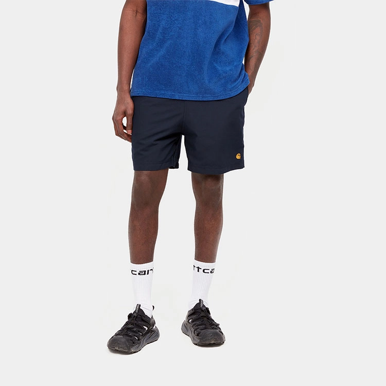 Carhartt WIP SS22 Chase Swim Trunk Dark Navy Logo
