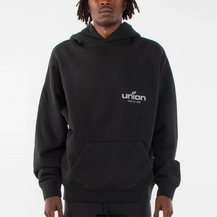 Fear of God Essentials x union la FW21 Vintage Hoodie Vintage Black Logo