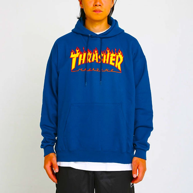 Thrasher Flame Logo Hood Royal