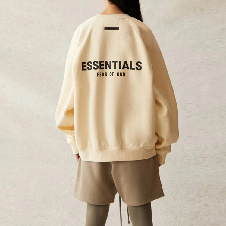 Fear of God Essentials SS21 Pull-Over Crewneck ButtercreamCream Logo