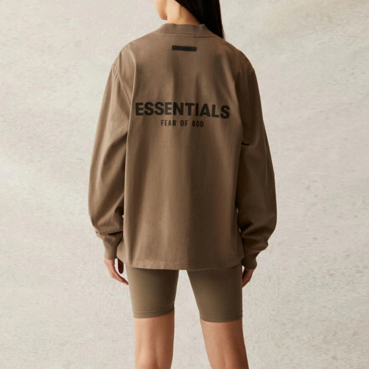 Fear of God Essentials SS21 Long Sleeve Tee Taupe LogoT