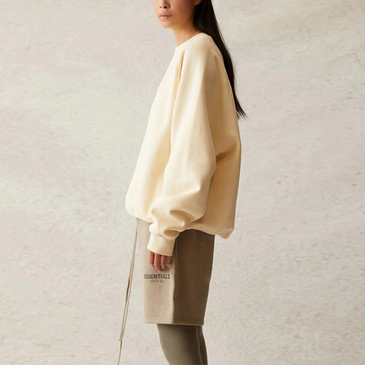 Fear of God Essentials SS21 Pull-Over Crewneck ButtercreamCream Logo