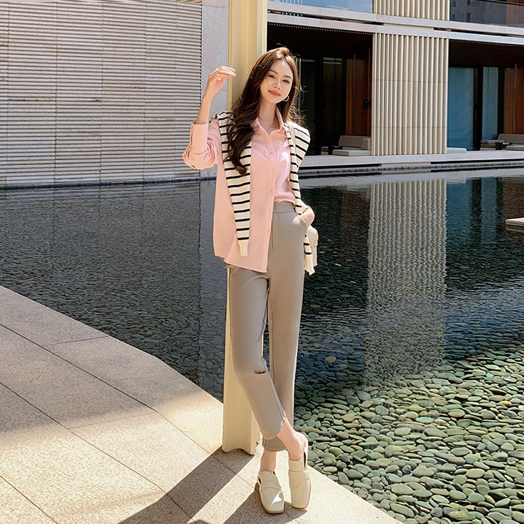 美洋 高腰不规则九分直筒通勤休闲裤 女款
