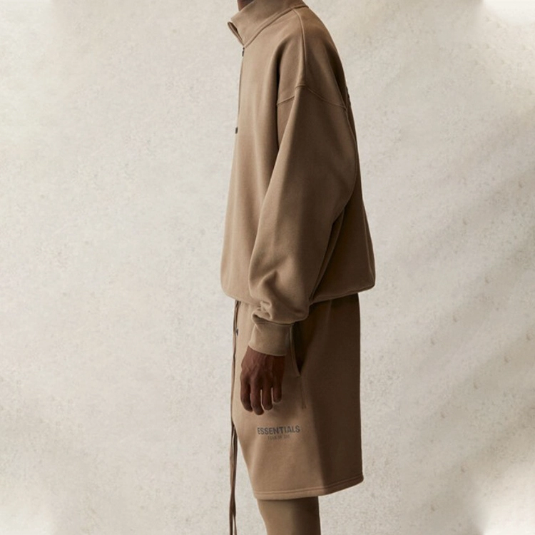 Fear of God Essentials SS21 Mockneck Half Zip Taupe Logo