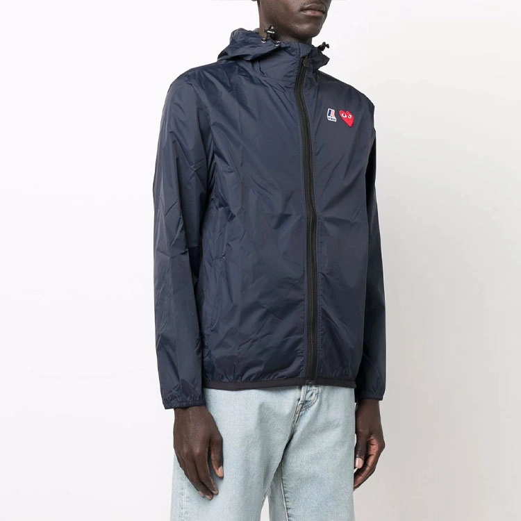 CDG Play x K-Way Zip Jacket Navy Logo