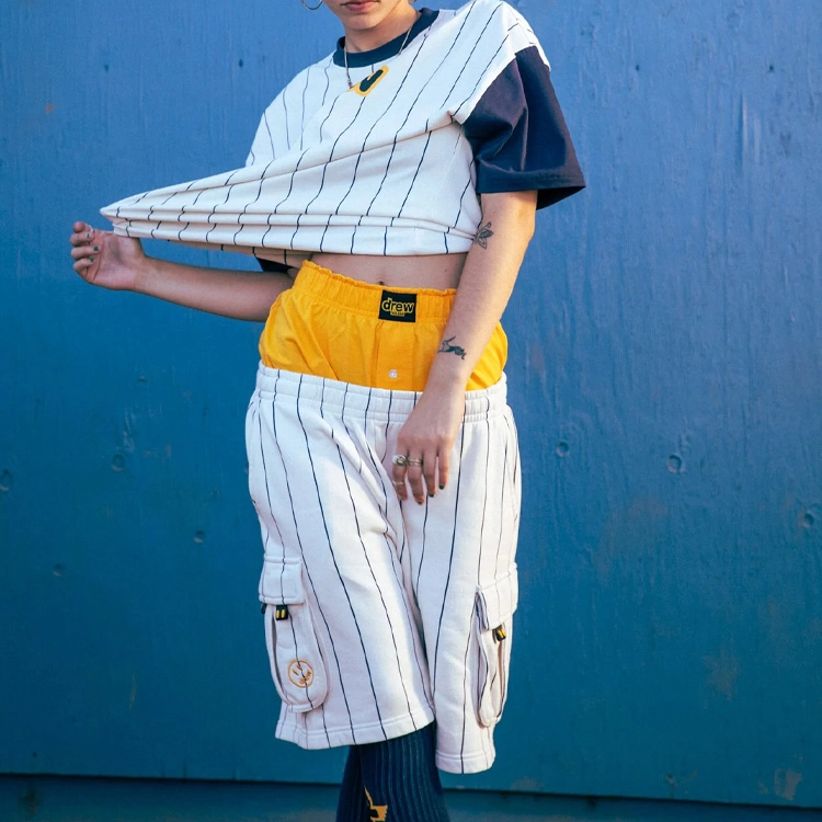 Drew House hummingbirds Cargo Sweatshort Navy Pinstripe