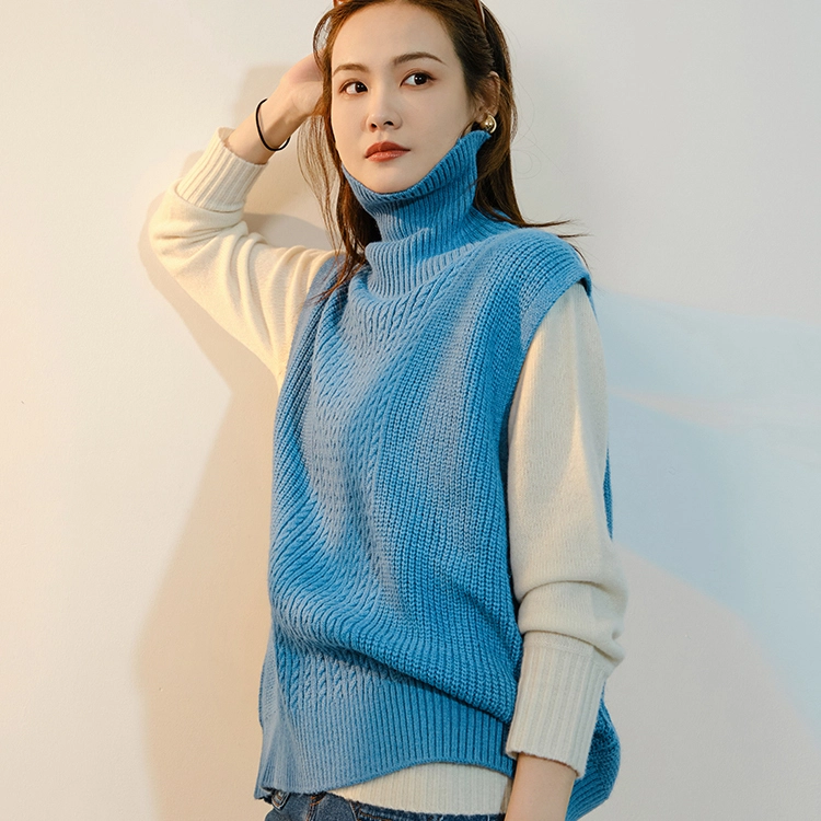 美洋 复古高领针织背心 女款