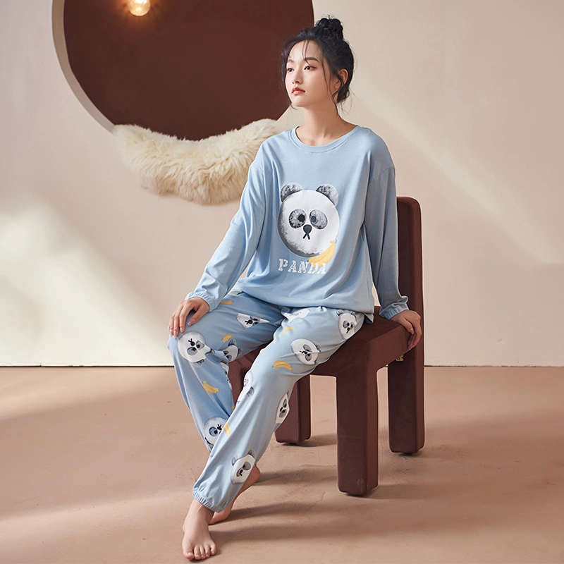 小情歌 睡衣家居服套装 可爱卡通熊猫图案 云感柔软 细密针织 女款