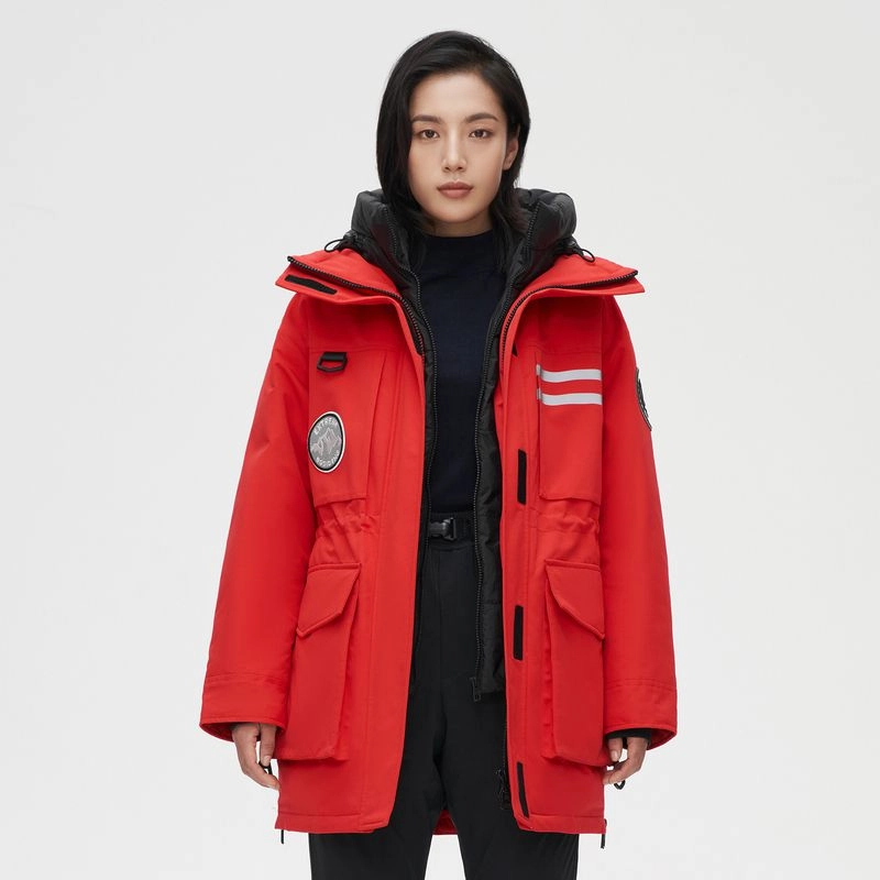 波司登 极寒工装多口袋撞色帽反光条防风鹅绒羽绒服 女款