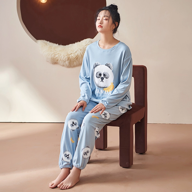小情歌 睡衣家居服套装 可爱卡通熊猫图案 云感柔软 细密针织 女款
