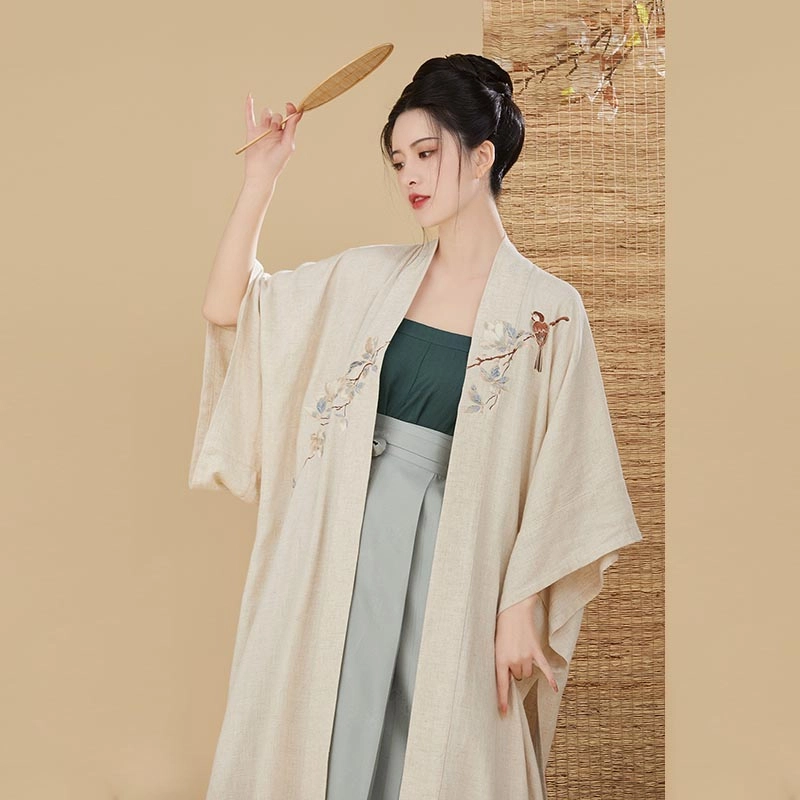 织造司 玉兰吱 长干寺吊带宋抹仿妆花百迭裙古风原创宋制七分袖动物图案汉服 女款