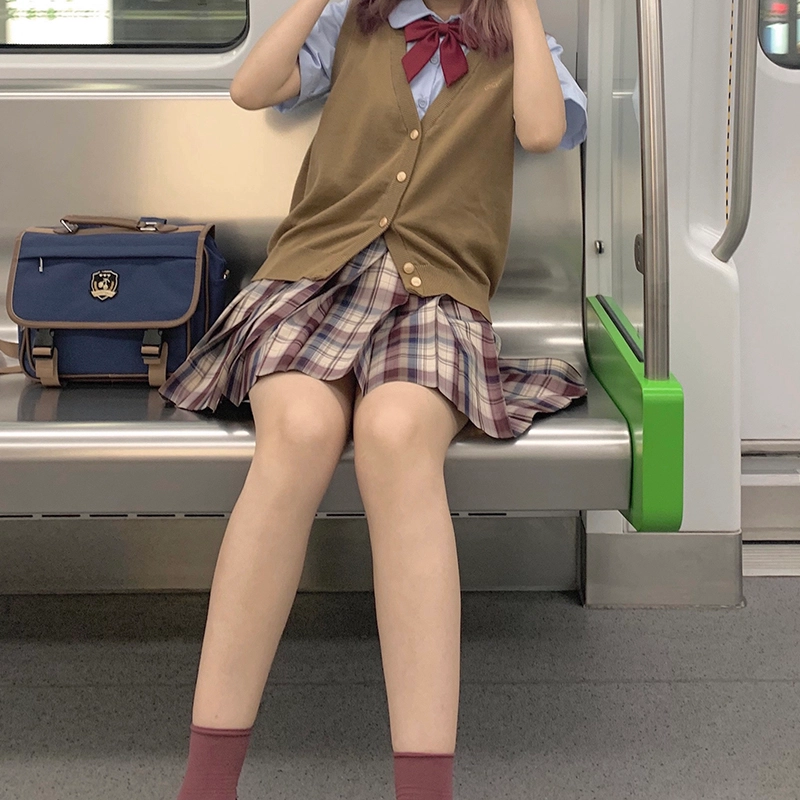 东鲸岁时记 高腰格子百褶半身裙 女款