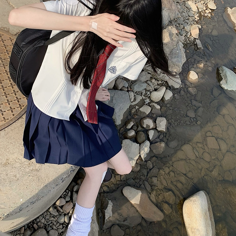 东鲸岁时记 刺绣领带翻领单排扣短袖衬衫 女款