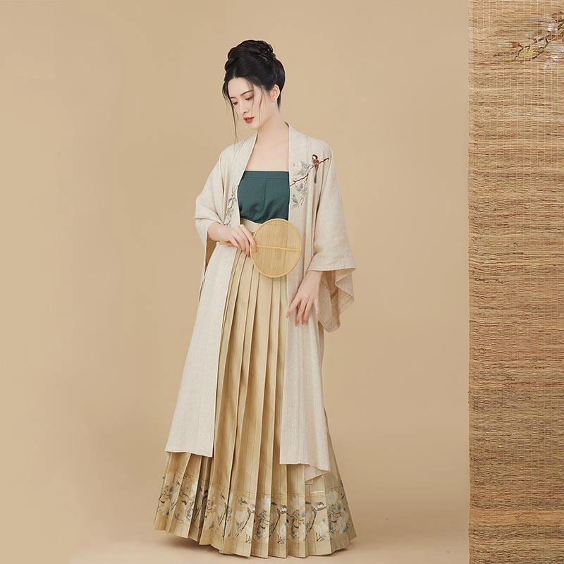 织造司 玉兰吱 长干寺吊带宋抹仿妆花百迭裙古风原创宋制七分袖动物图案汉服 女款