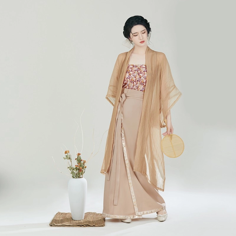 织造司 雾花 纯色长干寺改良宋抹织金长旋裙轻柔舒适日常原创宋制汉服 女款 卡其色
