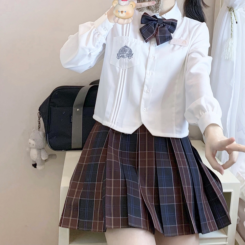 东鲸岁时记 刺绣单排扣翻领长袖衬衫 女款 白色