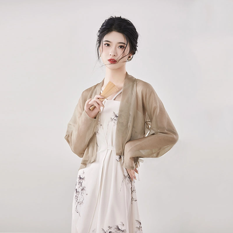 织造司 葡萄 宋制吊带连衣裙外套套装日常原创汉服 女款 白色