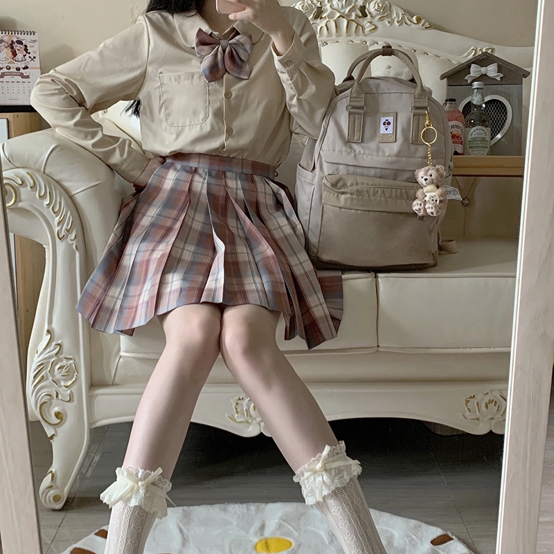 东鲸岁时记 格子制服百褶半身裙 女款