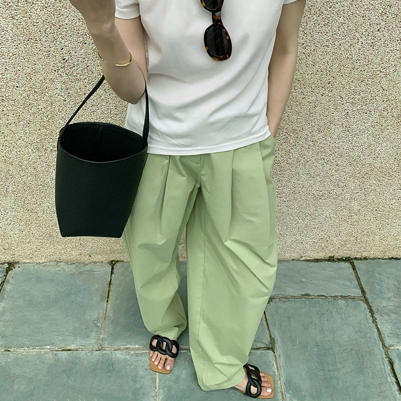 周淼 纯色宽松萝卜休闲裤高腰百搭老爹阔腿裤子 女款